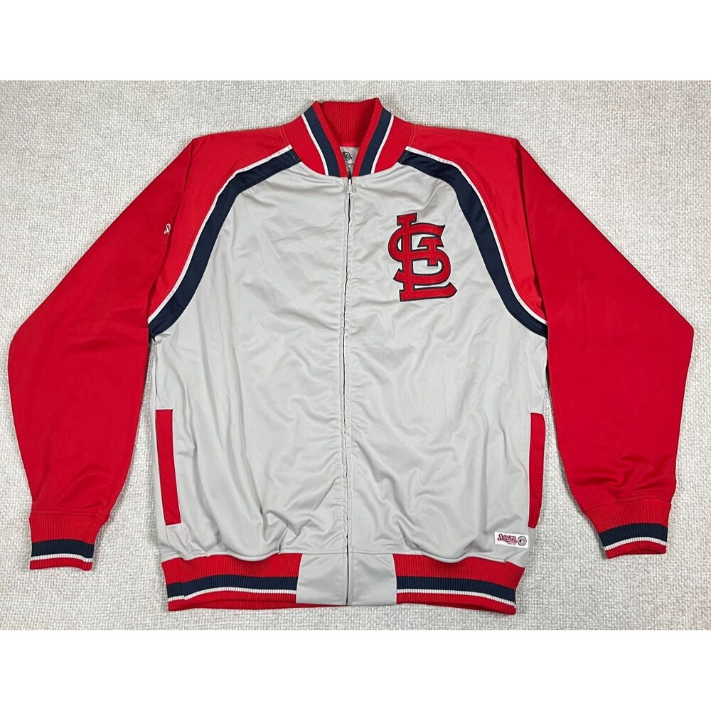 St. Louis Cardinals Jacket Men's Size XL Full Zip MLB Baseball Stitches Gray Red
